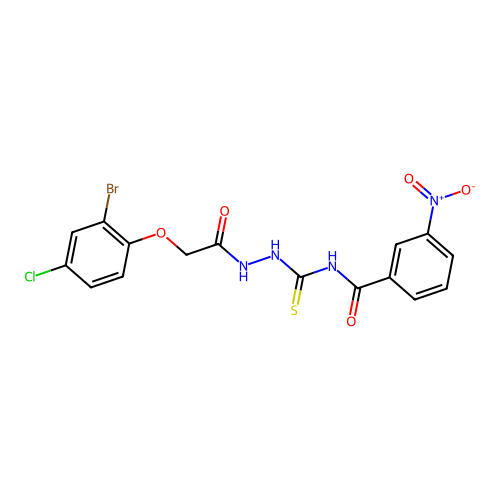 N-[[[2-(2-bromo-4-chlorophenoxy)acetyl]amino]carbamothioyl]-3-nitrobenzamide structure