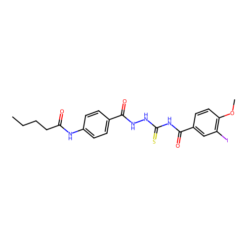 3-iodo-4-methoxy-N-[[[4-(pentanoylamino)benzoyl]amino]carbamothioyl]benzamide structure