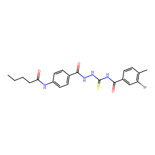 3-bromo-4-methyl-N-[[[4-(pentanoylamino)benzoyl]amino]carbamothioyl]benzamide structure