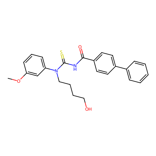 N-[4-hydroxybutyl-(3-methoxyphenyl)carbamothioyl]-4-phenylbenzamide structure