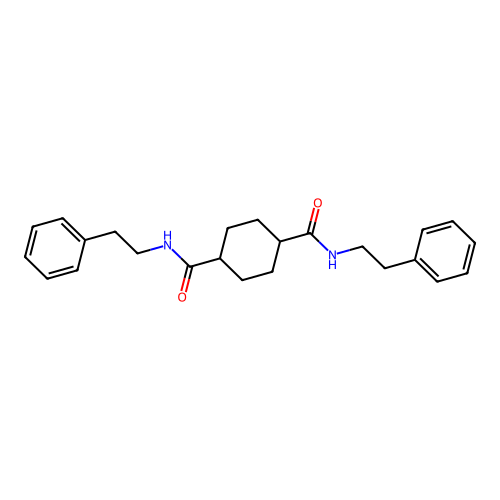 N,N'-bis(2-phenylethyl)cyclohexane-1,4-dicarboxamide structure