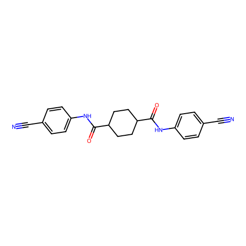 N,N'-bis(4-cyanophenyl)cyclohexane-1,4-dicarboxamide structure