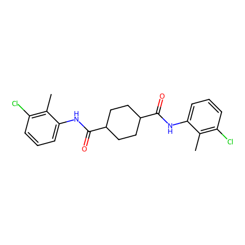 1-N,4-N-bis(3-chloro-2-methylphenyl)cyclohexane-1,4-dicarboxamide structure