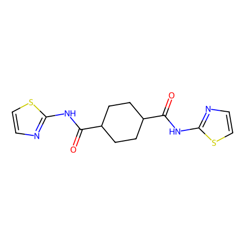 1-N,4-N-bis(1,3-thiazol-2-yl)cyclohexane-1,4-dicarboxamide structure