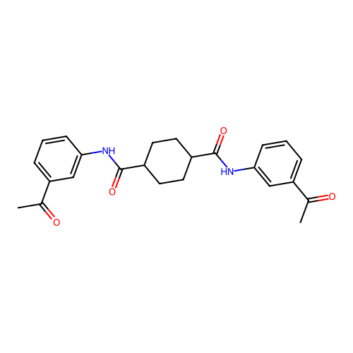 N,N'-bis(3-acetylphenyl)cyclohexane-1,4-dicarboxamide structure