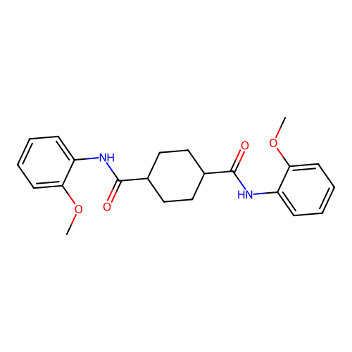 1-N,4-N-bis(2-methoxyphenyl)cyclohexane-1,4-dicarboxamide structure