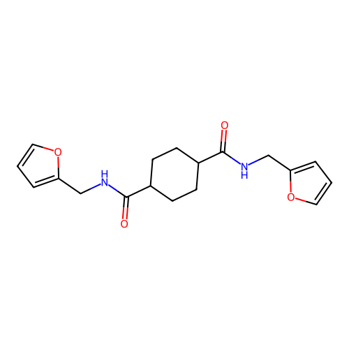 1-N,4-N-bis(furan-2-ylmethyl)cyclohexane-1,4-dicarboxamide structure