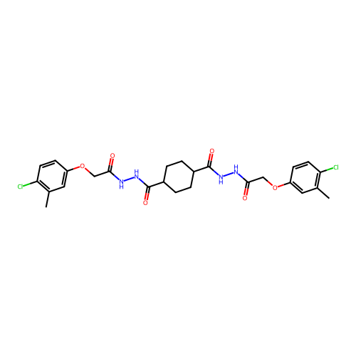 1-N',4-N'-bis[2-(4-chloro-3-methylphenoxy)acetyl]cyclohexane-1,4-dicarbohydrazide structure