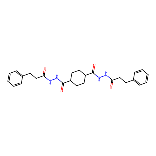 1-N',4-N'-bis(3-phenylpropanoyl)cyclohexane-1,4-dicarbohydrazide structure