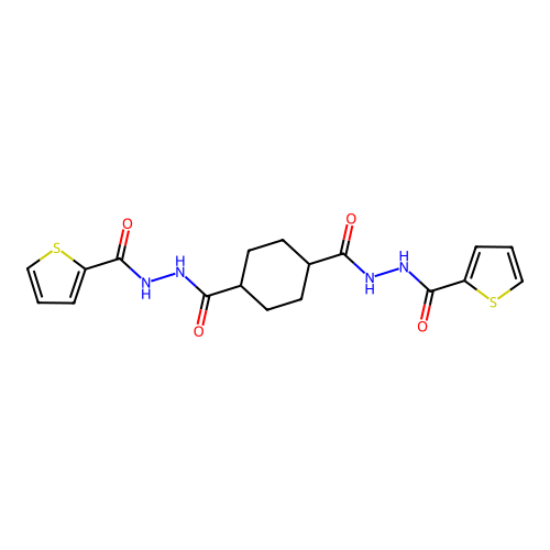 1-N',4-N'-bis(thiophene-2-carbonyl)cyclohexane-1,4-dicarbohydrazide structure