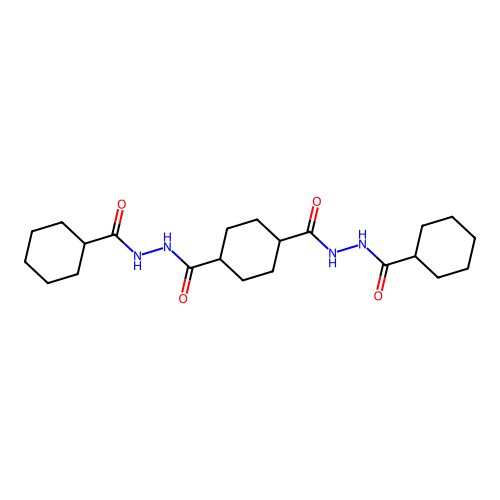 1-N',4-N'-bis(cyclohexanecarbonyl)cyclohexane-1,4-dicarbohydrazide structure
