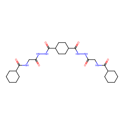 N-[2-[2-[4-[[[2-(cyclohexanecarbonylamino)acetyl]amino]carbamoyl]cyclohexanecarbonyl]hydrazinyl]-2-oxoethyl]cyclohexanecarboxamide structure