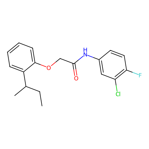 2-(2-butan-2-ylphenoxy)-N-(3-chloro-4-fluorophenyl)acetamide structure