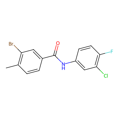 3-bromo-N-(3-chloro-4-fluorophenyl)-4-methylbenzamide structure