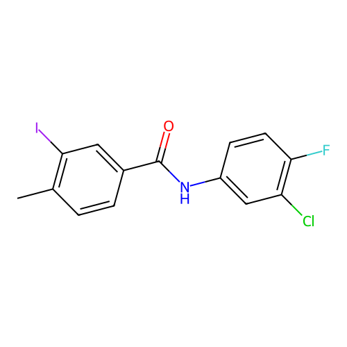 N-(3-chloro-4-fluorophenyl)-3-iodo-4-methylbenzamide structure
