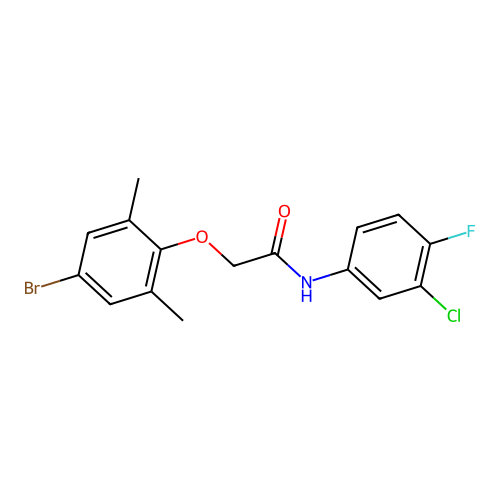2-(4-bromo-2,6-dimethylphenoxy)-N-(3-chloro-4-fluorophenyl)acetamide structure