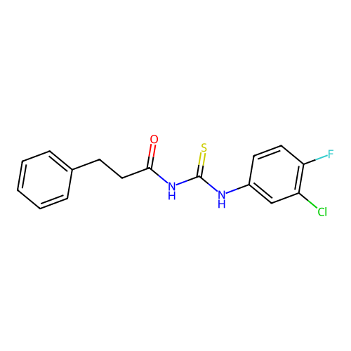N-[(3-chloro-4-fluorophenyl)carbamothioyl]-3-phenylpropanamide structure