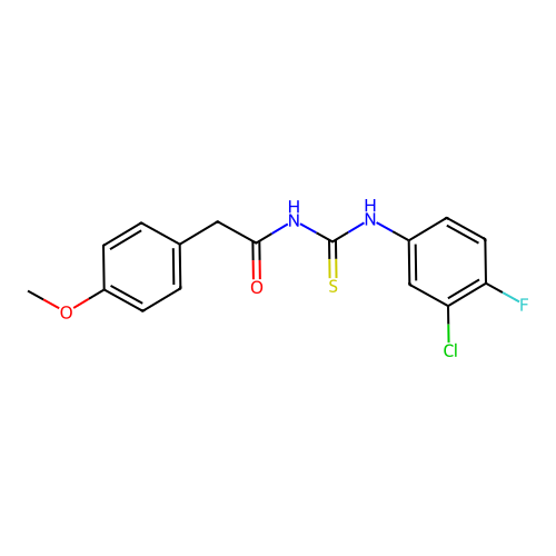 N-[(3-chloro-4-fluorophenyl)carbamothioyl]-2-(4-methoxyphenyl)acetamide structure