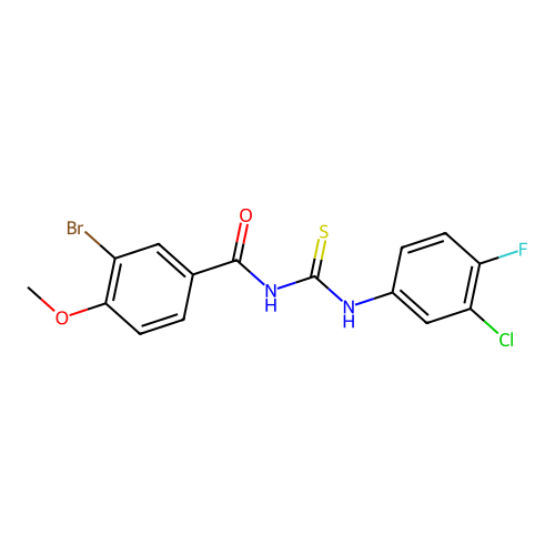 3-bromo-N-[(3-chloro-4-fluorophenyl)carbamothioyl]-4-methoxybenzamide structure