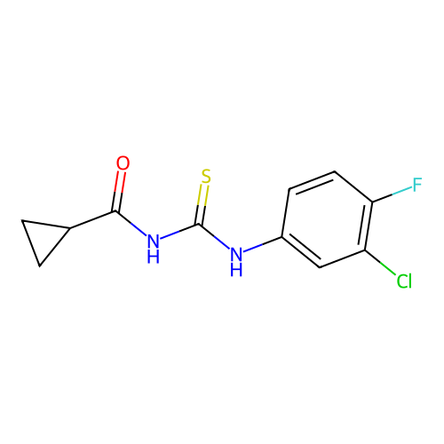 N-[(3-chloro-4-fluorophenyl)carbamothioyl]cyclopropanecarboxamide structure