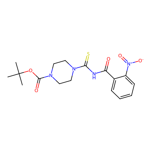 Tert-butyl 4-((2-nitrobenzoyl)carbamothioyl)piperazine-1-carboxylate structure