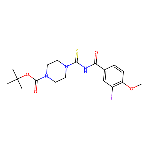 Tert-butyl 4-((3-iodo-4-methoxybenzoyl)carbamothioyl)piperazine-1-carboxylate structure
