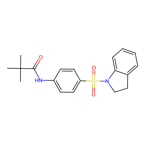 N-[4-(2,3-dihydro-1H-indol-1-ylsulfonyl)phenyl]-2,2-dimethylpropanamide structure
