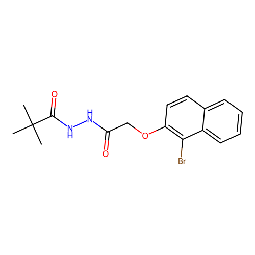N'-{[(1-bromo-2-naphthyl)oxy]acetyl}-2,2-dimethylpropanohydrazide structure