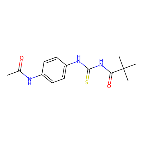 N-[(4-acetamidophenyl)carbamothioyl]-2,2-dimethylpropanamide structure