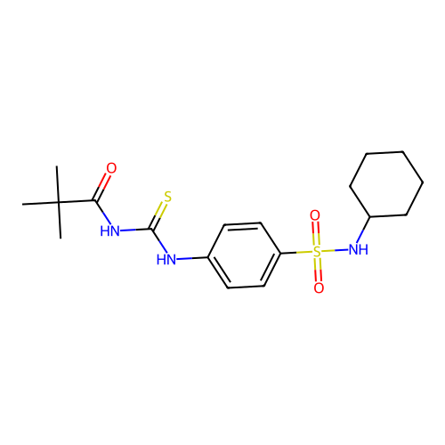 N-[[4-(cyclohexylsulfamoyl)phenyl]carbamothioyl]-2,2-dimethylpropanamide structure