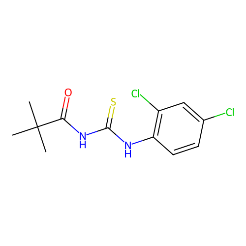 N-[(2,4-dichlorophenyl)carbamothioyl]-2,2-dimethylpropanamide structure