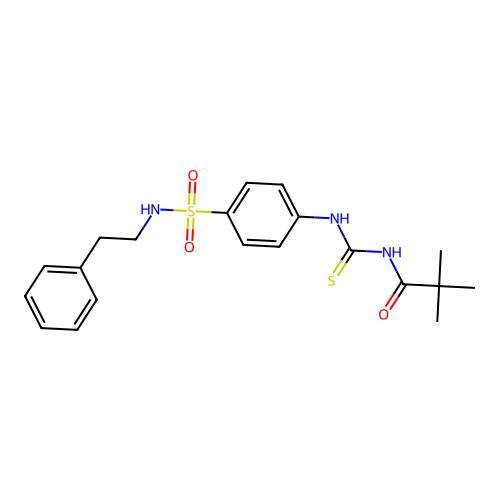 2,2-dimethyl-N-({4-[(2-phenylethyl)sulfamoyl]phenyl}carbamothioyl)propanamide structure