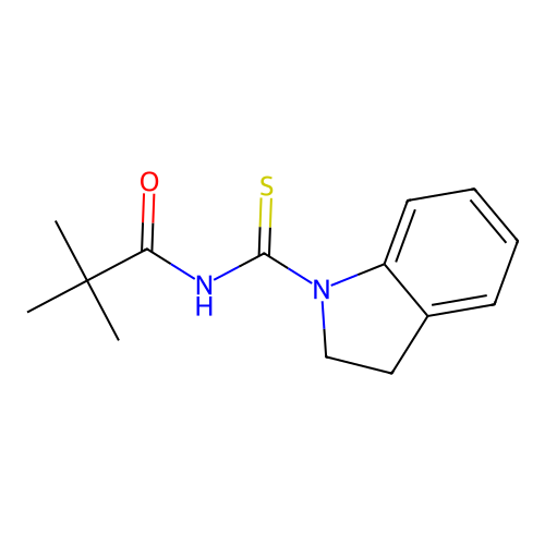 N-(2,3-dihydro-1H-indol-1-ylcarbonothioyl)-2,2-dimethylpropanamide structure