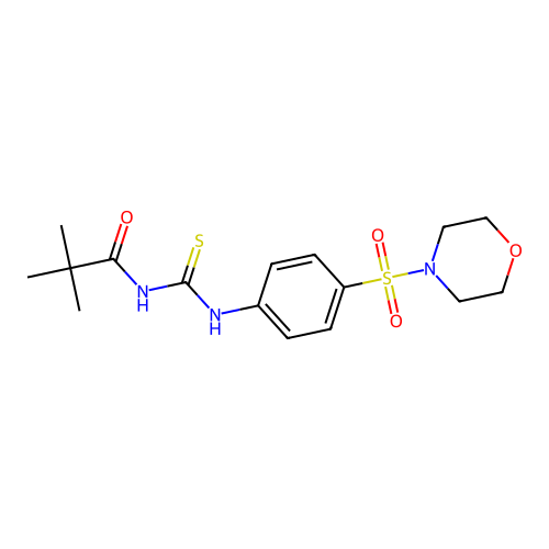 2,2-dimethyl-N-[(4-morpholin-4-ylsulfonylphenyl)carbamothioyl]propanamide structure