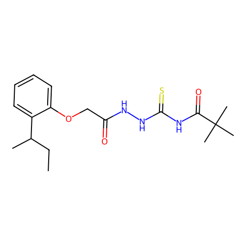 N-[[[2-(2-butan-2-ylphenoxy)acetyl]amino]carbamothioyl]-2,2-dimethylpropanamide structure
