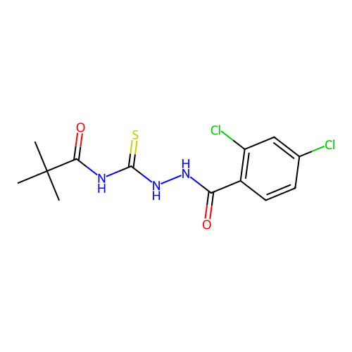 N-[[(2,4-dichlorobenzoyl)amino]carbamothioyl]-2,2-dimethylpropanamide structure
