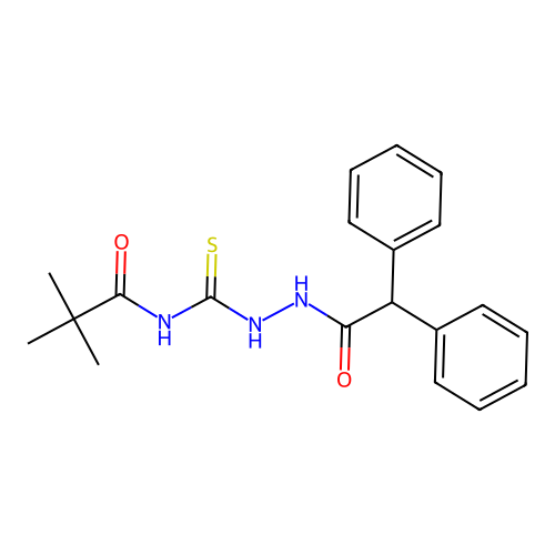 N-{[2-(diphenylacetyl)hydrazino]carbonothioyl}-2,2-dimethylpropanamide structure