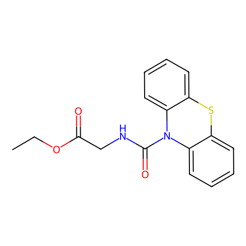 Ethyl 2-(phenothiazine-10-carbonylamino)acetate structure