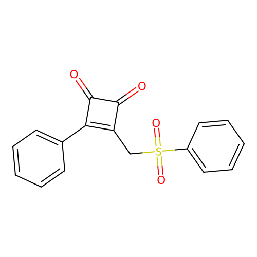 3-(Benzenesulfonylmethyl)-4-phenylcyclobut-3-ene-1,2-dione structure