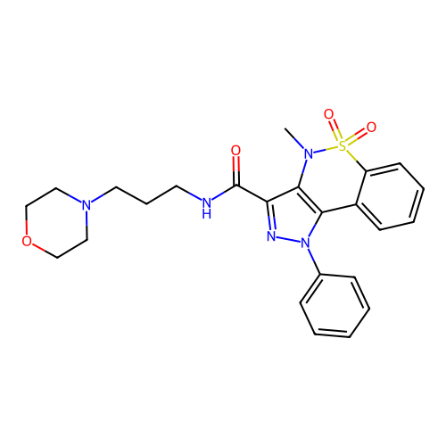 Pyrazolo(4,3-c)(1,2)benzothiazine-3-carboxamide, 1,4-dihydro-4-methyl-N- (3-morpholinopropyl)-1-phenyl-, 5,5-dioxide structure