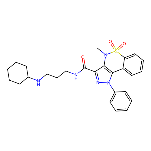 Pyrazolo(4,3-c)(1,2)benzothiazine-3-carboxamide, 1,4-dihydro-N-(3-(cyclohexylamino)propyl)-4-methyl-1-phenyl-, 5,5-dioxide structure
