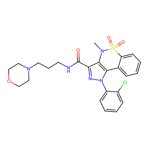 Pyrazolo(4,3-c)(1,2)benzothiazine-3-carboxamide, 1,4-dihydro-1-(o-chlorophenyl)-4-methyl-N-(3-morpholinopropyl)-, 5,5-dioxide structure