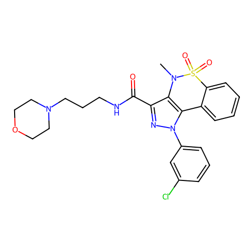 Pyrazolo(4,3-c)(1,2)benzothiazine-3-carboxamide, 1,4-dihydro-1-(m-chlorophenyl)-4-methyl-N-(3-morpholinopropyl)-, 5,5-dioxide structure