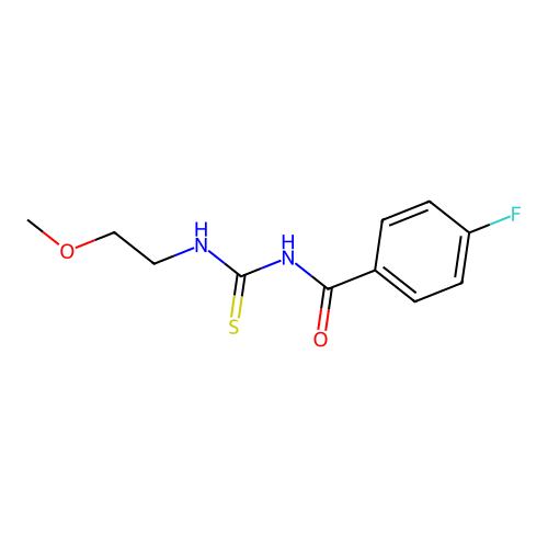 4-fluoro-N-(2-methoxyethylcarbamothioyl)benzamide structure