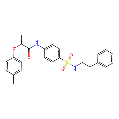 2-(4-methylphenoxy)-N-{4-[(2-phenylethyl)sulfamoyl]phenyl}propanamide structure