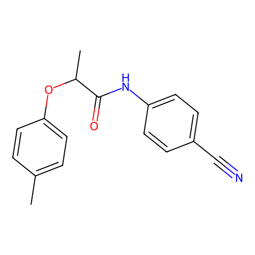 N-(4-cyanophenyl)-2-(4-methylphenoxy)propanamide structure