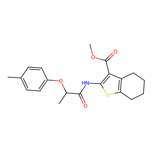 methyl 2-{[2-(4-methylphenoxy)propanoyl]amino}-4,5,6,7-tetrahydro-1-benzothiophene-3-carboxylate structure