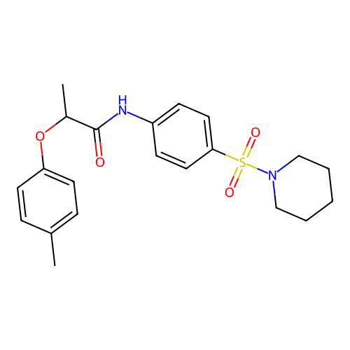 2-(4-methylphenoxy)-N-[4-(1-piperidinylsulfonyl)phenyl]propanamide structure