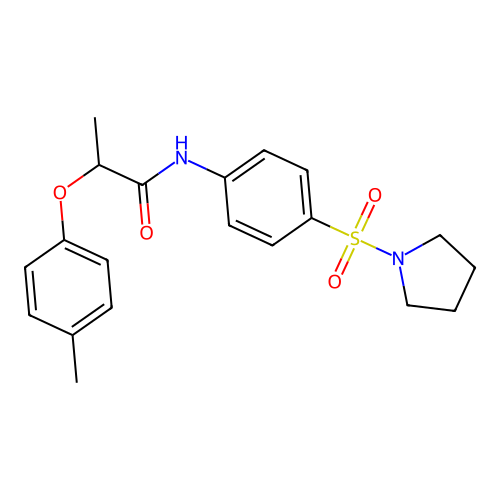 2-(4-methylphenoxy)-N-[4-(1-pyrrolidinylsulfonyl)phenyl]propanamide structure