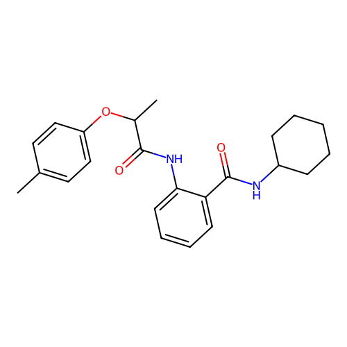 N-cyclohexyl-2-{[2-(4-methylphenoxy)propanoyl]amino}benzamide structure